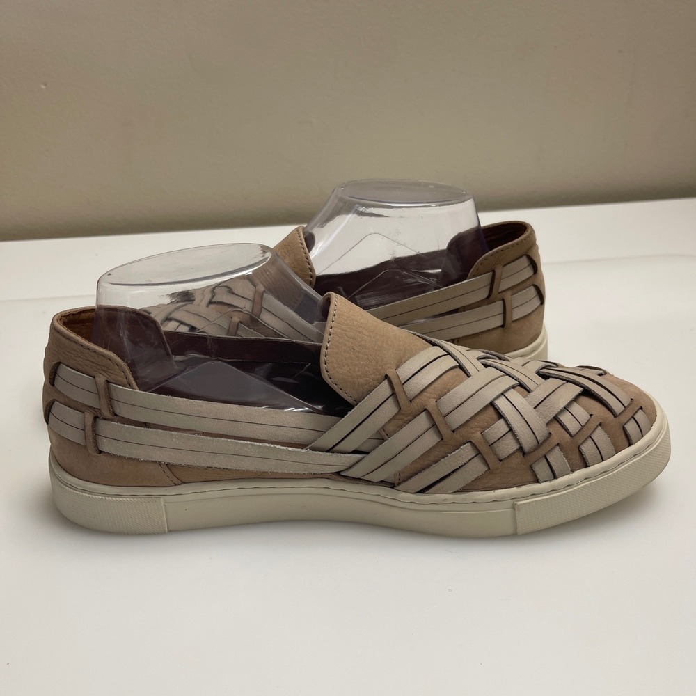 Frye Shoes Womens 9 Tan Ivy Huarache Woven Leather Low Top Slip On Sneakers - Picture 7 of 10